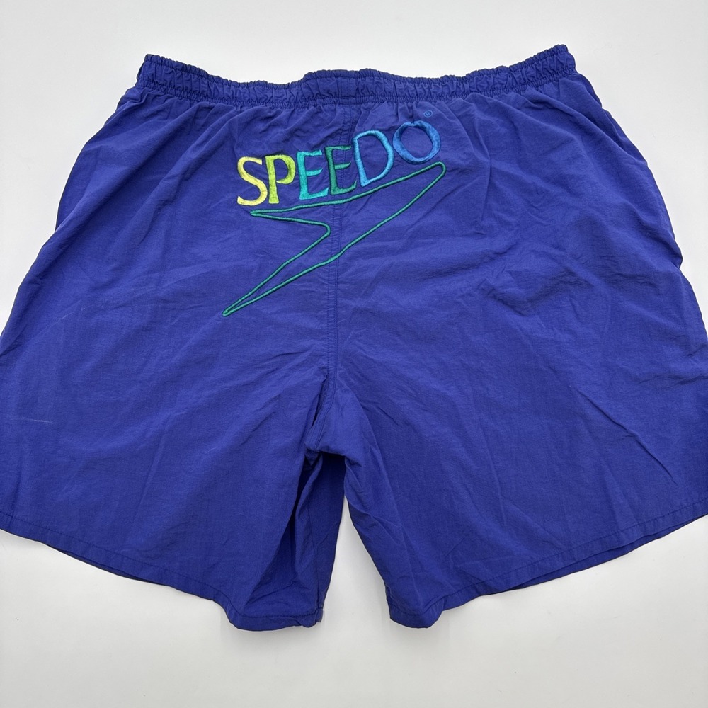 Vintage Retro SPEEDO Board Shorts Swim Trunks Embroidered Spellout Logo Large